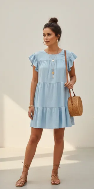 Vestido baby doll celeste SHEIN – Talla S