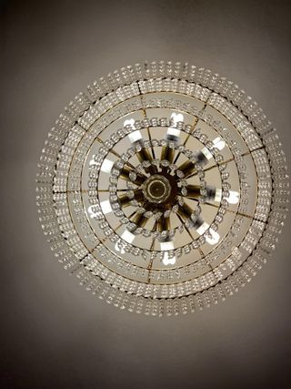 Lámpara de techo de cristal y metal