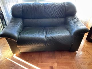 Sofá de piel verde 3 plazas y 2 plazas