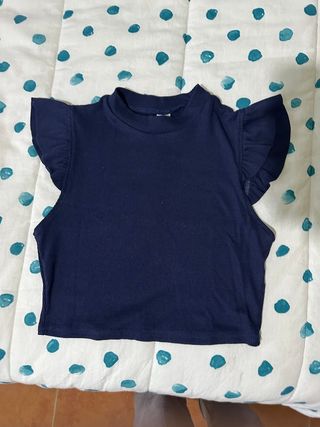 TOP AZUL MARINO CON VOLANTES
