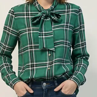 Camisa cuadros verdes con lazo