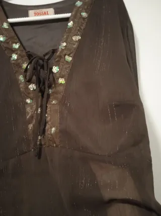 Blusa TOSSAL marrón semitransparente Talla L