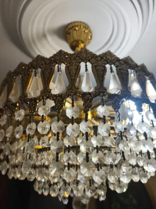 Lámpara de cristal vintage dorada