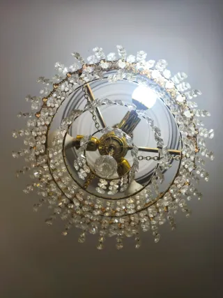 Lámpara de cristal vintage dorada