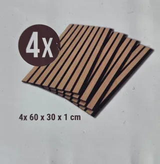 4 Paneles Madera Rayas 60x30x1 cm