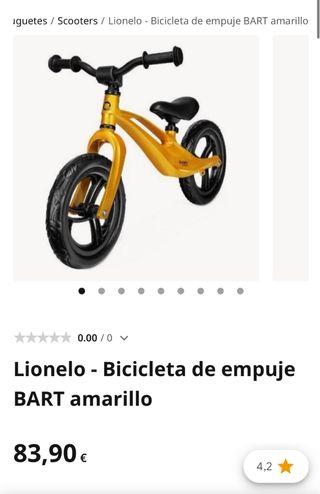 Bicicleta de empuje Lionelo BART amarilla