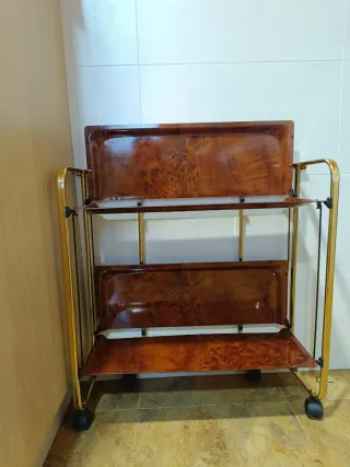 Carrito Auxiliar con Bandejas Madera