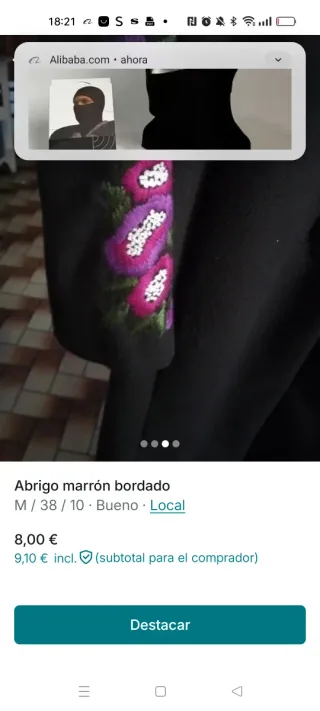 Abrigo marrón bordado