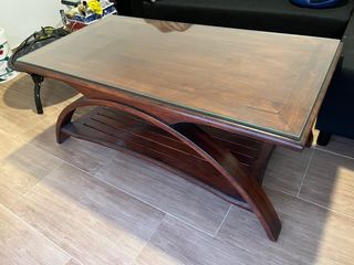 Mesa de centro madera maciza y cristal