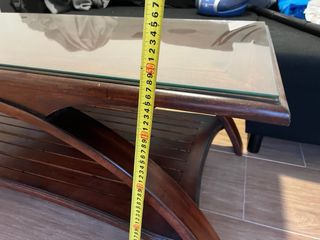 Mesa de centro madera maciza y cristal