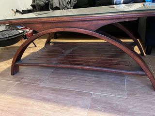 Mesa de centro madera maciza y cristal