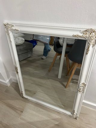 Espejo Decorativo Blanco y Dorado