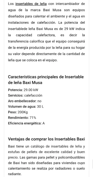 Chimenea Baxi Hidroestufa NUEVA