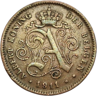Bélgica 2 Céntimos 1911 Albert I Small Der Belgen