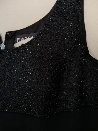 Vestido Fiesta Negro Fayazi Pedrería Talla 40