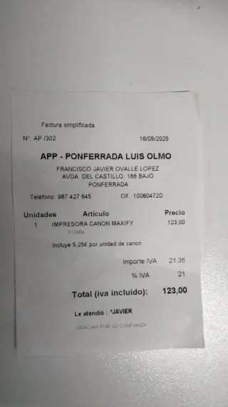 Impresora Canon MB2150 Multifunción