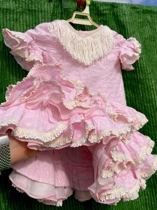 Traje de Flamenca de Niña 1-2 Años rosa bebe