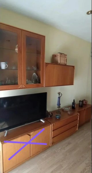 Mueble completo comedor madera y cristal