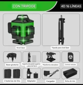 Nivel Láser 4D 16 Líneas Trípode Accesorios