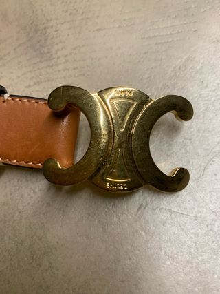 Cinturón Celine Marrón y Dorado