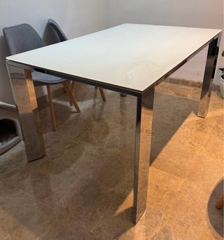 Mesa comedor extensible cristal y acero