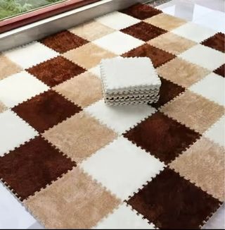 24 piezas de  alfombra Entrelazadas Gris/Negro