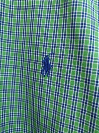 Camisa Ralph Lauren Color Verde y Azul Talla S.