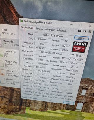 SAPPHIRE RX570 8GB GDDR5 GPU - Funcionando OK