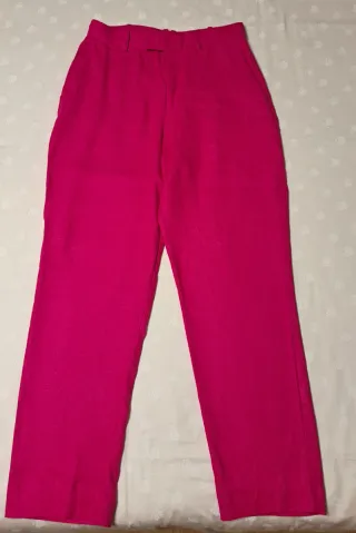 Pantalón lino fucsia