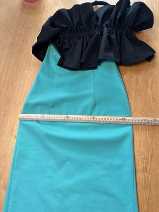 Vestido fiesta Coosy verde aguamarina con etiqueta