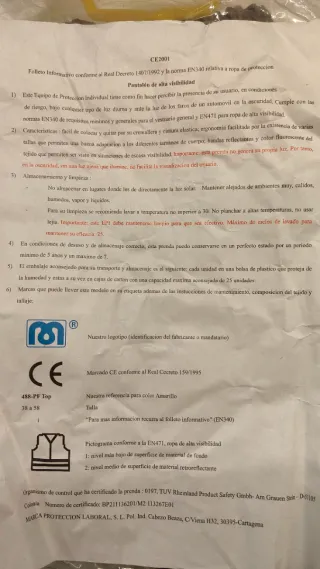 Pantalones EPI Alta Visibilidad Tallas 1x44-4x46-4