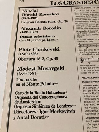 Vinilo Clásico: Rimski-Korsakov, Borodin, Tchaikov