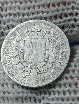 Moneta Regno Italia Argento 50 Centesimi rara