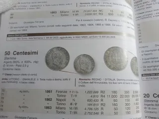 Moneta Regno Italia Argento 50 Centesimi rara