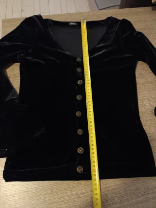 Camicia velluto nera donna GROSH bottoni oro