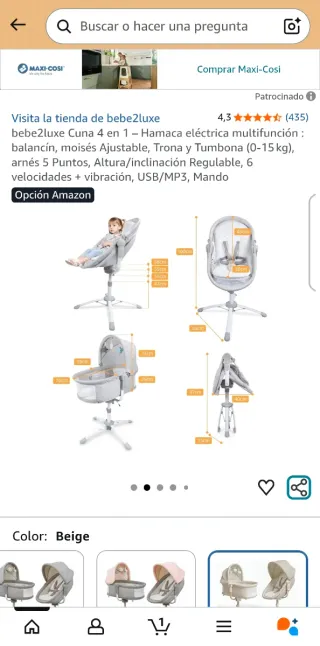 Cuna Bebe2luxe 4 en 1 Beige