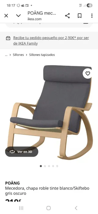 Poltrona Poäng IKEA in legno e tessuto grigio