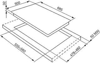 Placa de gas negra Smeg