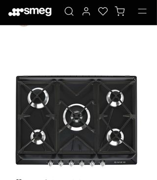 Placa de gas negra Smeg