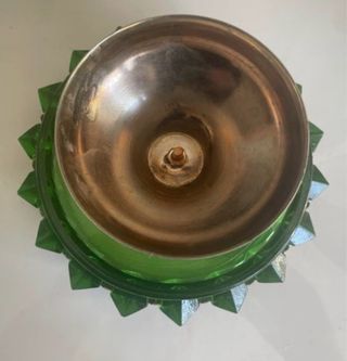 Centro de mesa/bombonera cristal verde años 50