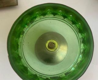 Centro de mesa/bombonera cristal verde años 50
