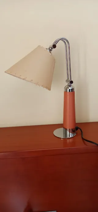 2 Lámparas Sobremesa Metal Madera 35 cm alto aprox