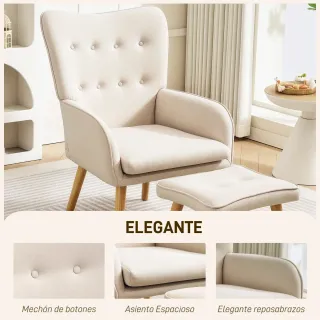Sillón beige con reposapiés