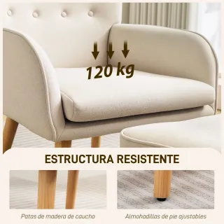 Sillón beige con reposapiés