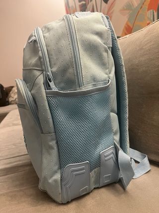 Mochila escolar azul con estrellas y lentejuelas