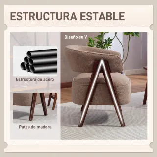 Butaca Borreguito Beige Madera