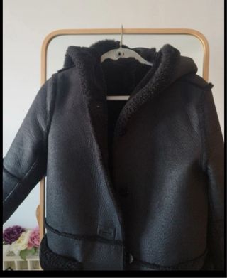 Abrigo reversible Zara piel negro