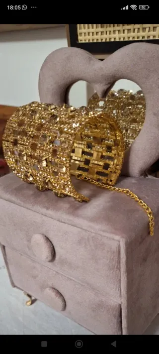 Bracciale rigido largo strass oro