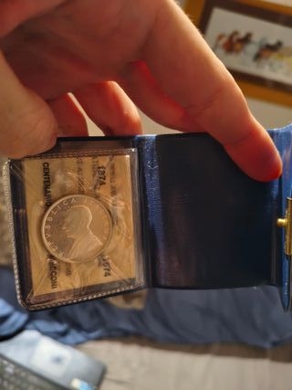 Moneta 500 Lire Argento 1974 Marconi con astuccio