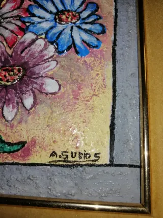 Cuadro Flores Relieve Esmalte Multicolor